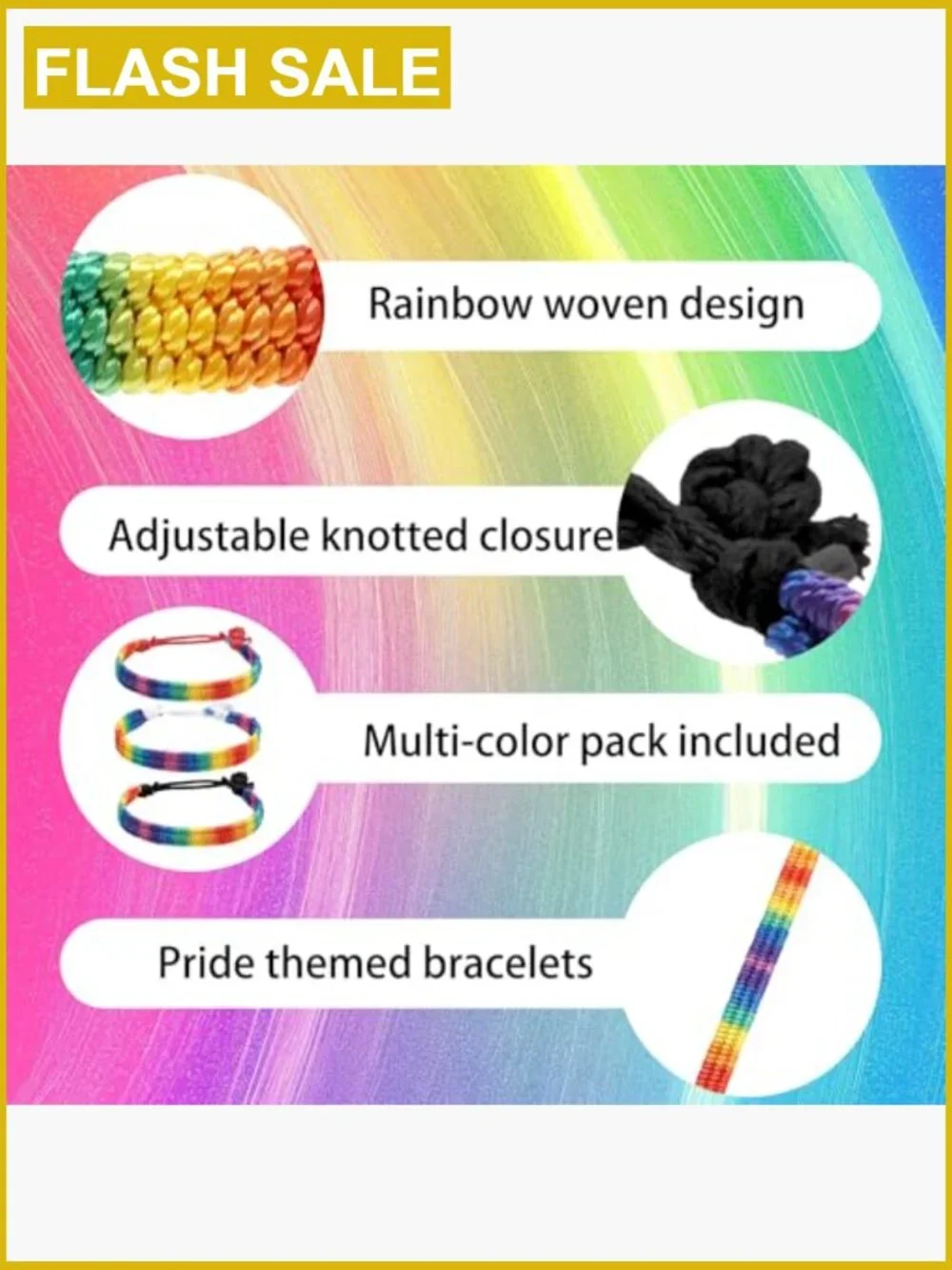 12-Pack Adjustable Woven Friendship Bracelets Pride Inclusion